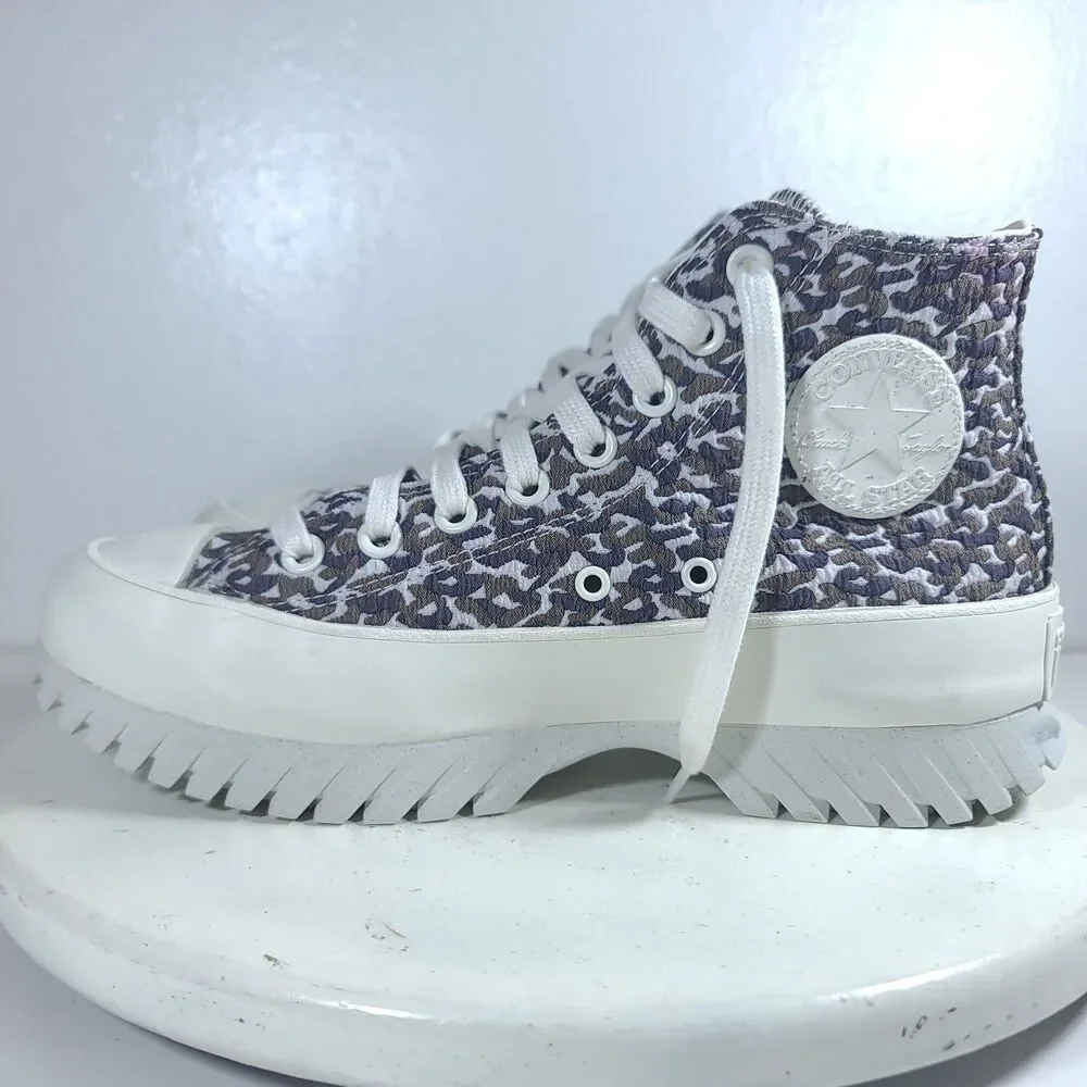 Converse All Star Lugged 2.0 High Platform Women Sz 8.5 Jacquard Sand Dune EUC
